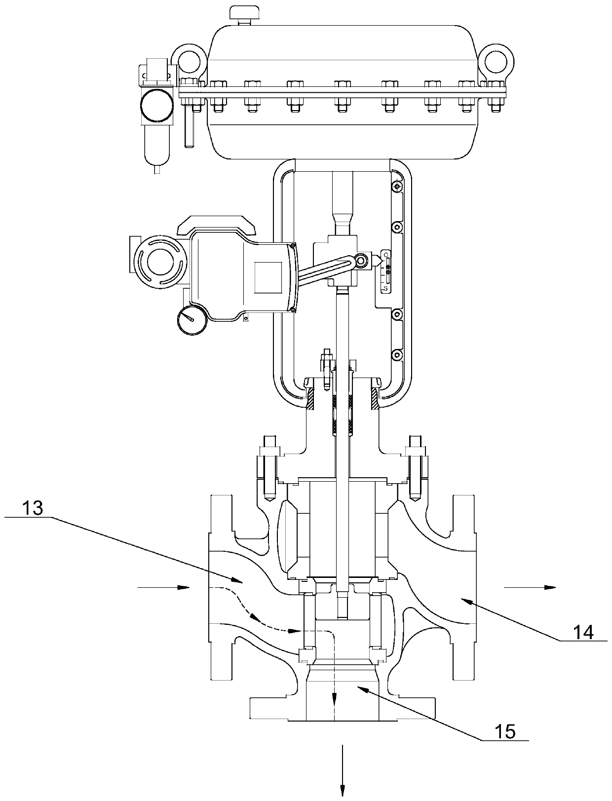 Three-way control valve structure