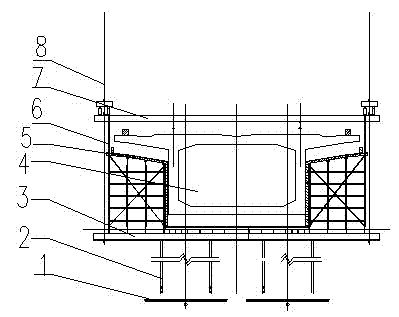Construction technology of closure section for rotary continuous beam for overpass electrified railway and hanging basket thereof