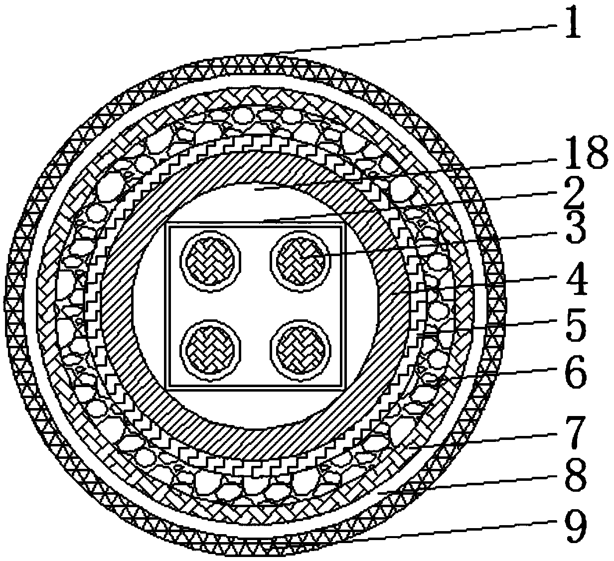 Acid-resistant and strong-alkali-resistant cable