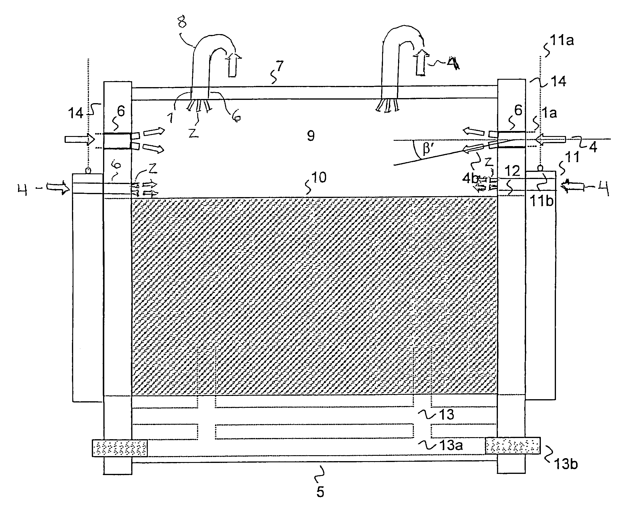 Air distributing device for primary air in coke ovens
