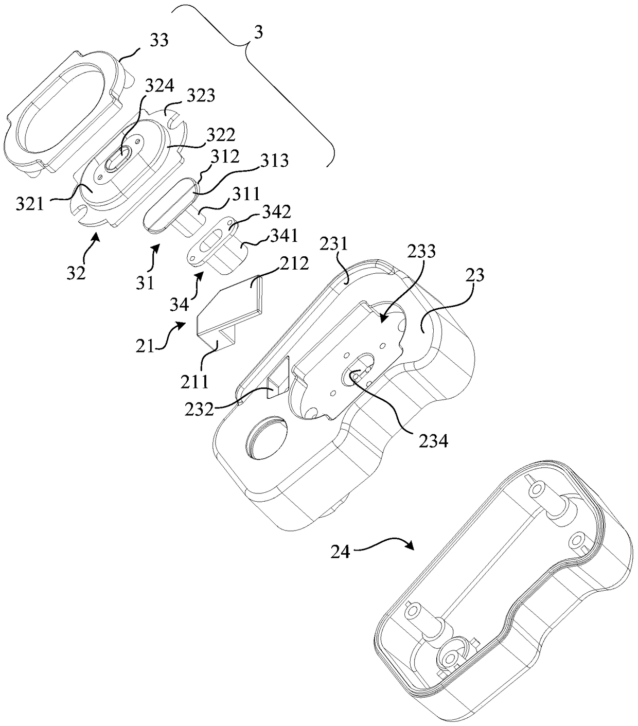 Clamping and pushing device for syringe pump and syringe pump