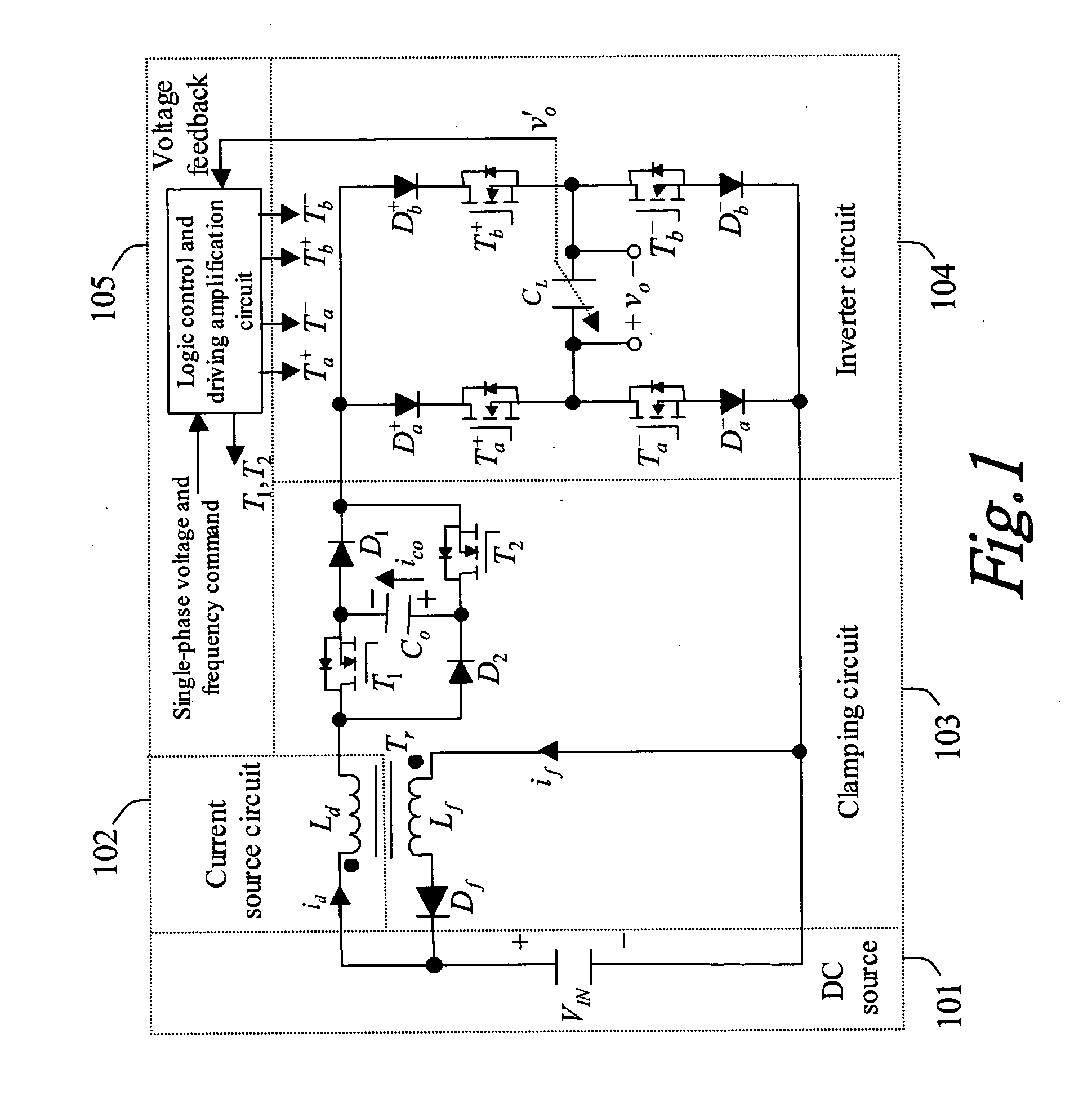Current source sine wave voltage driving circuit via voltage-clamping and soft-switching techniques