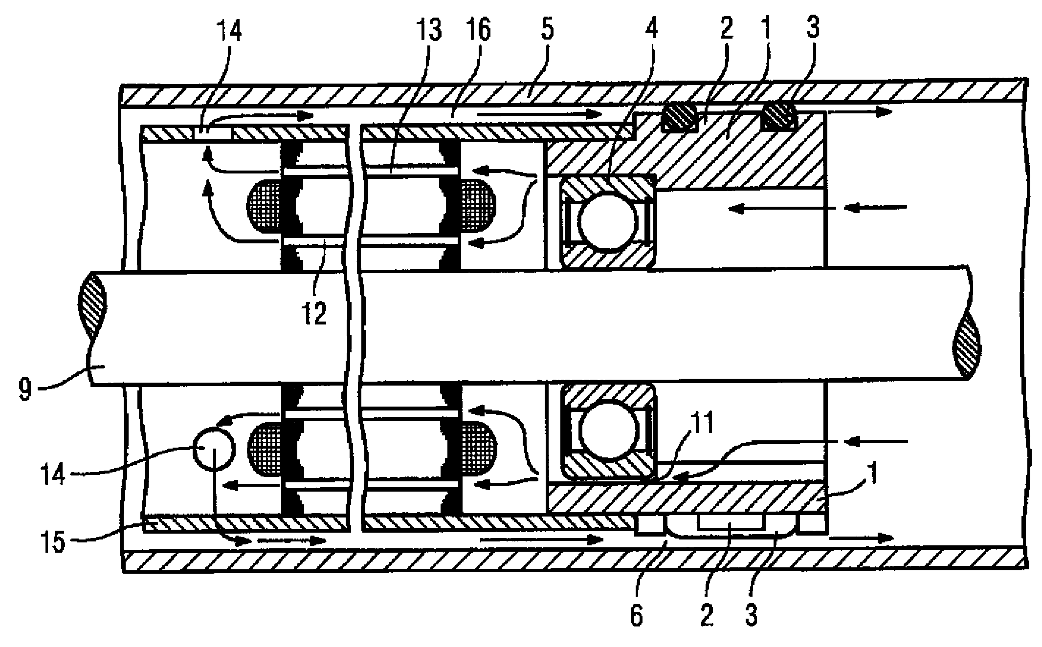 Rotary support with elastic connection device for installation of electric machines in tubes
