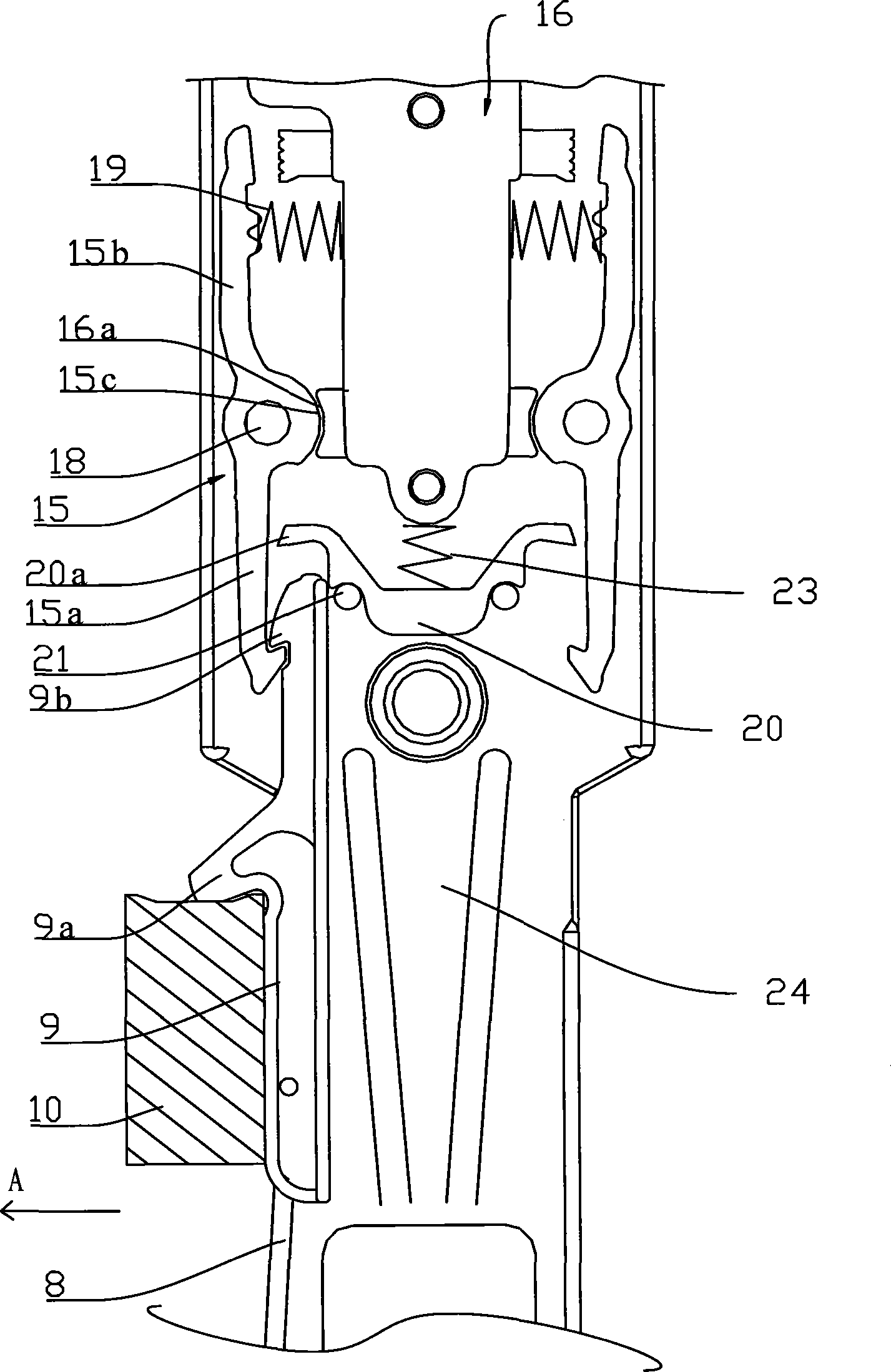 Shedding device, shedding device assembly and jacquard