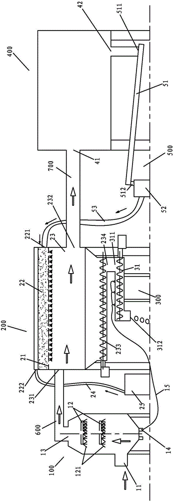 Integrated tail gas and waste powder treating apparatus of complete set of equipment for regeneration and stirring of asphalt