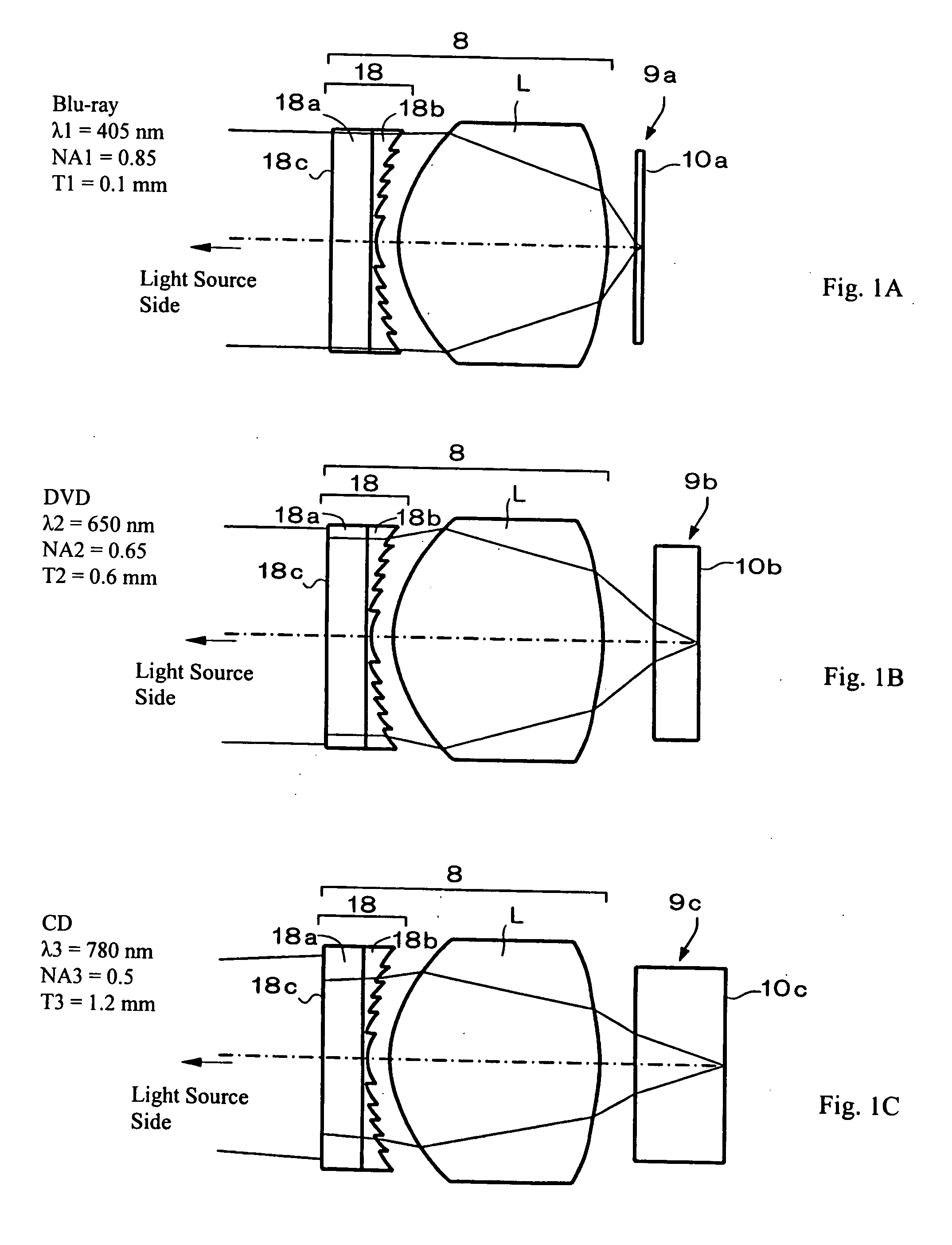 Objective optical system for optical recording media and optical pickup device using it