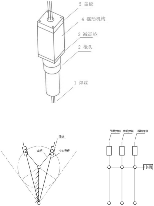 Medium-thickness plate broken line weld joint tracking method based on three-wire crossed swing arc sensing