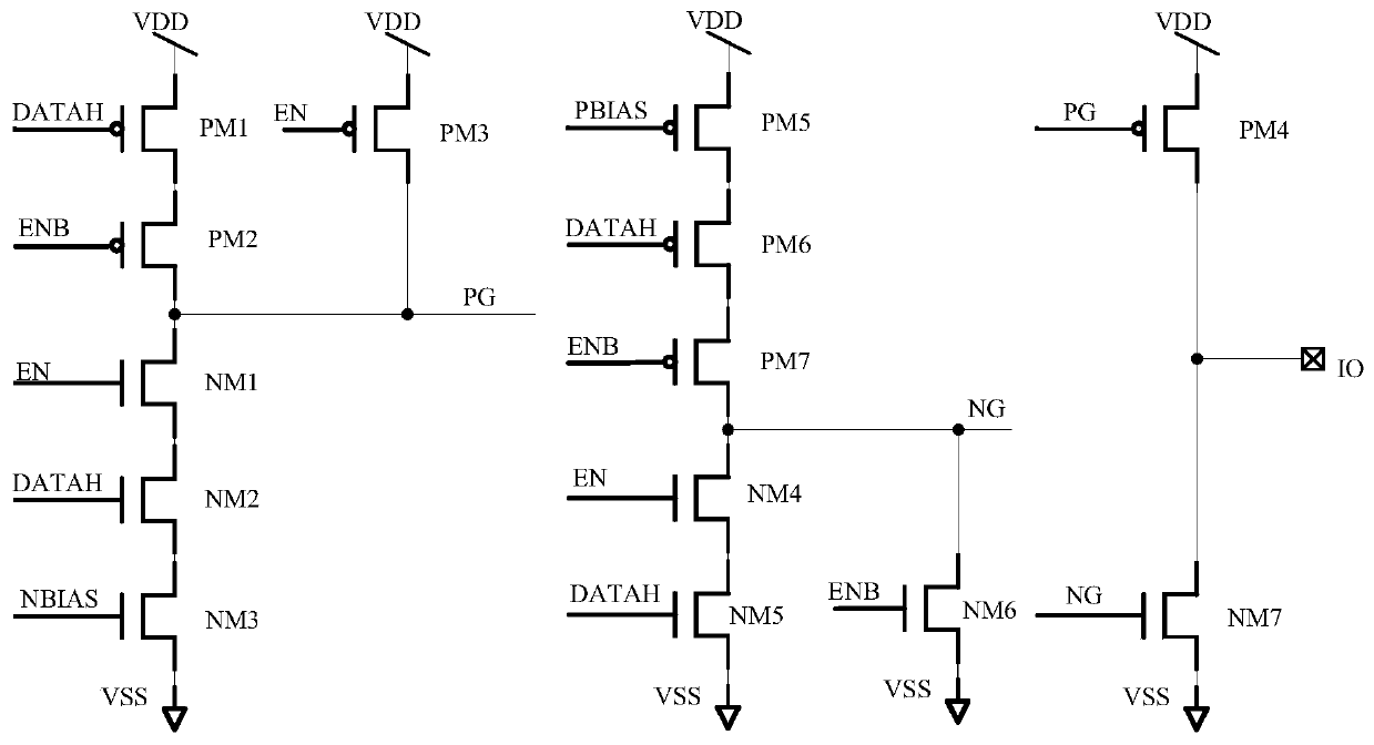 A PWM output driving IO circuit used for eliminating peak current