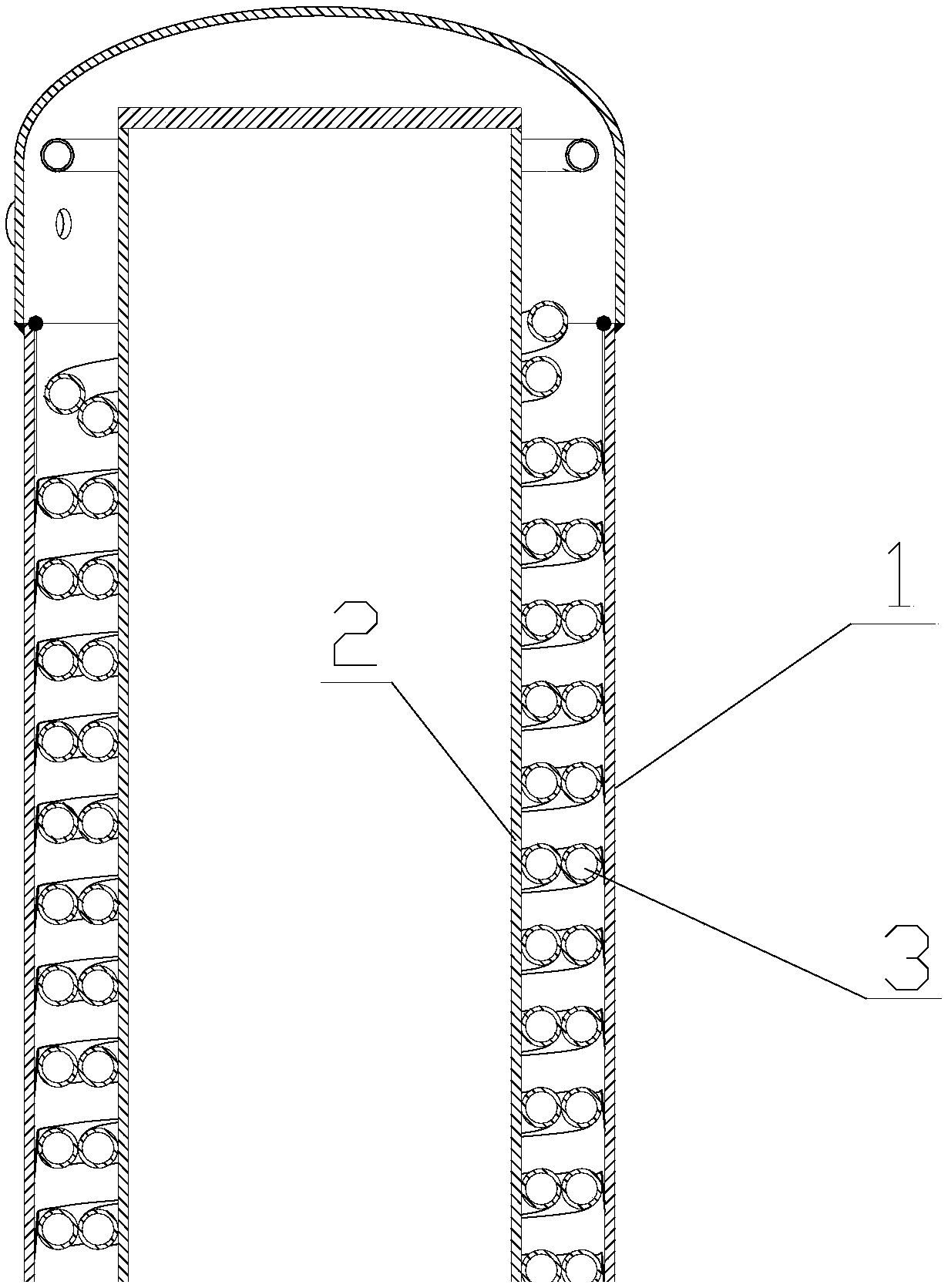 Absorber with steel strip winding structure and preparation method