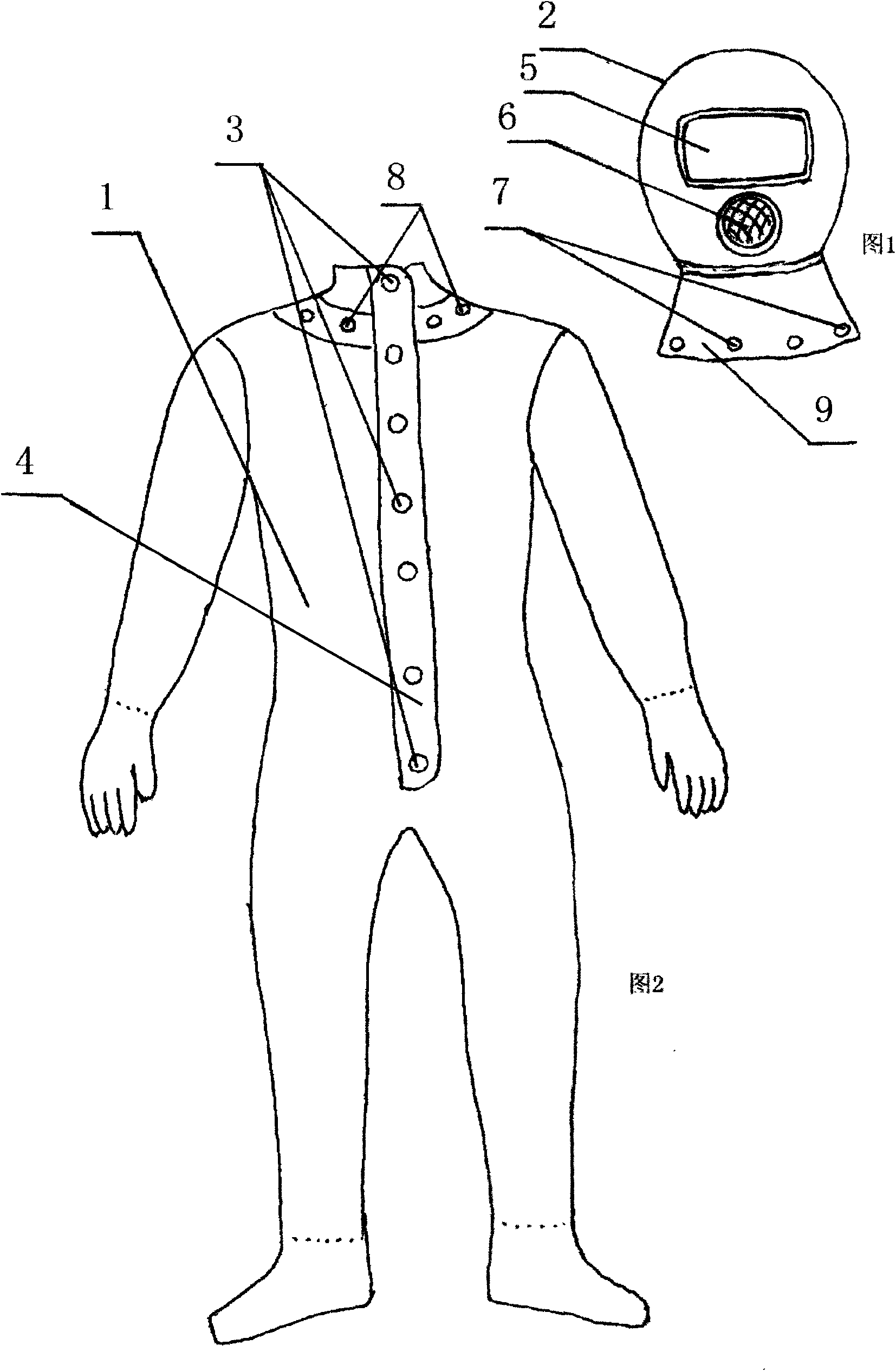 Escaping suit for preventing smoke, retarding flame and preventing fire and manufacture method thereof