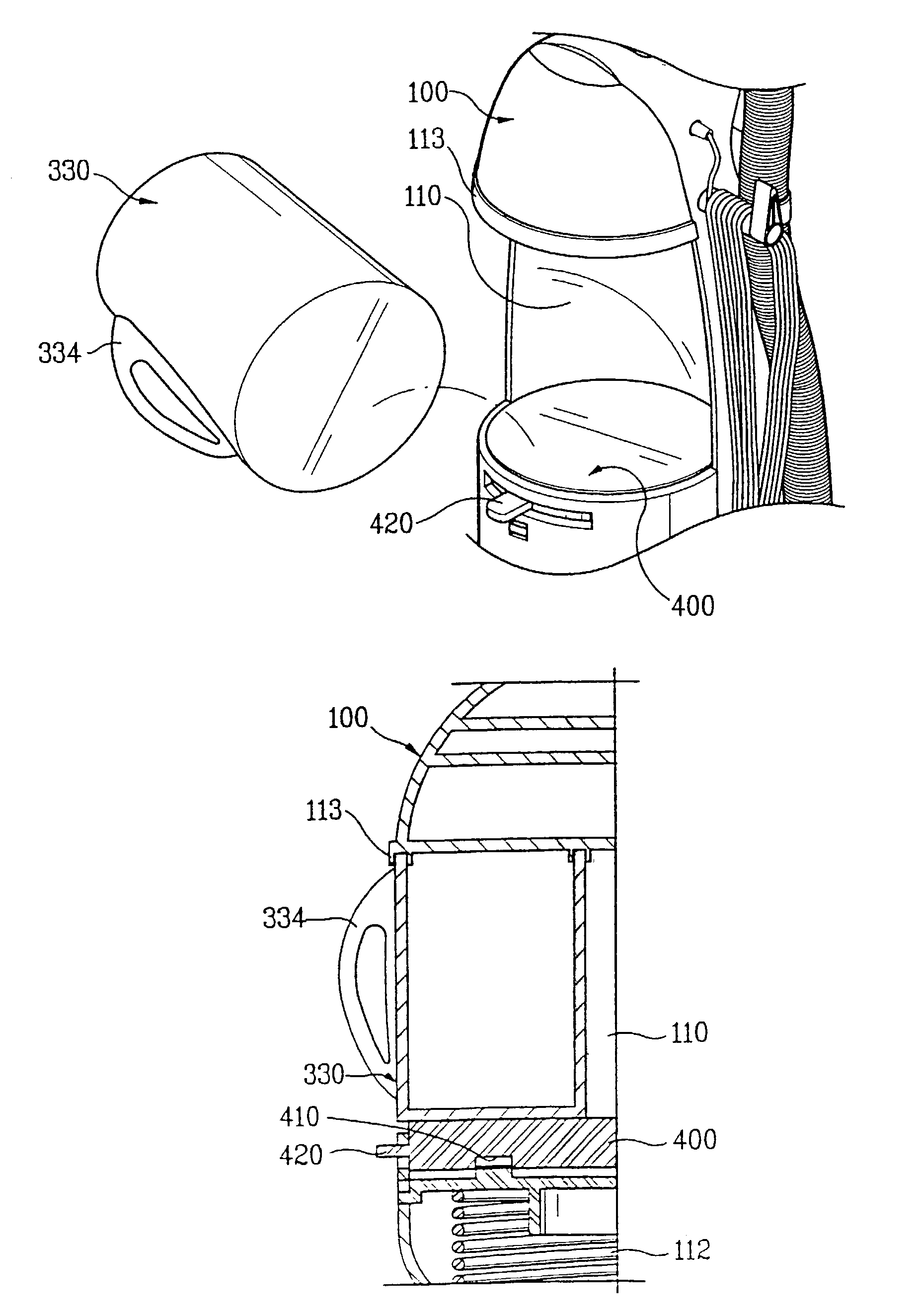Union device for dust-box in cyclone type vacuum cleaner