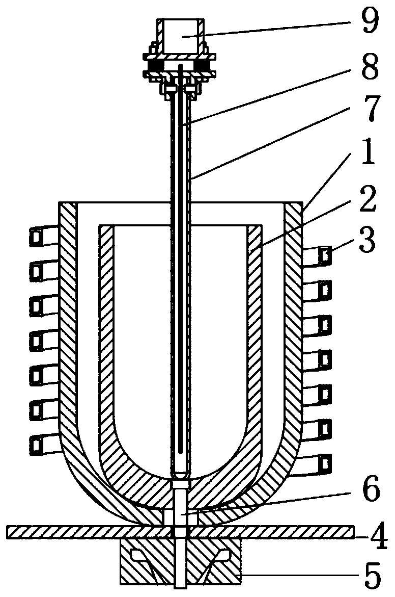 Bottom hole type crucible induction smelting gas atomization powdering device and method