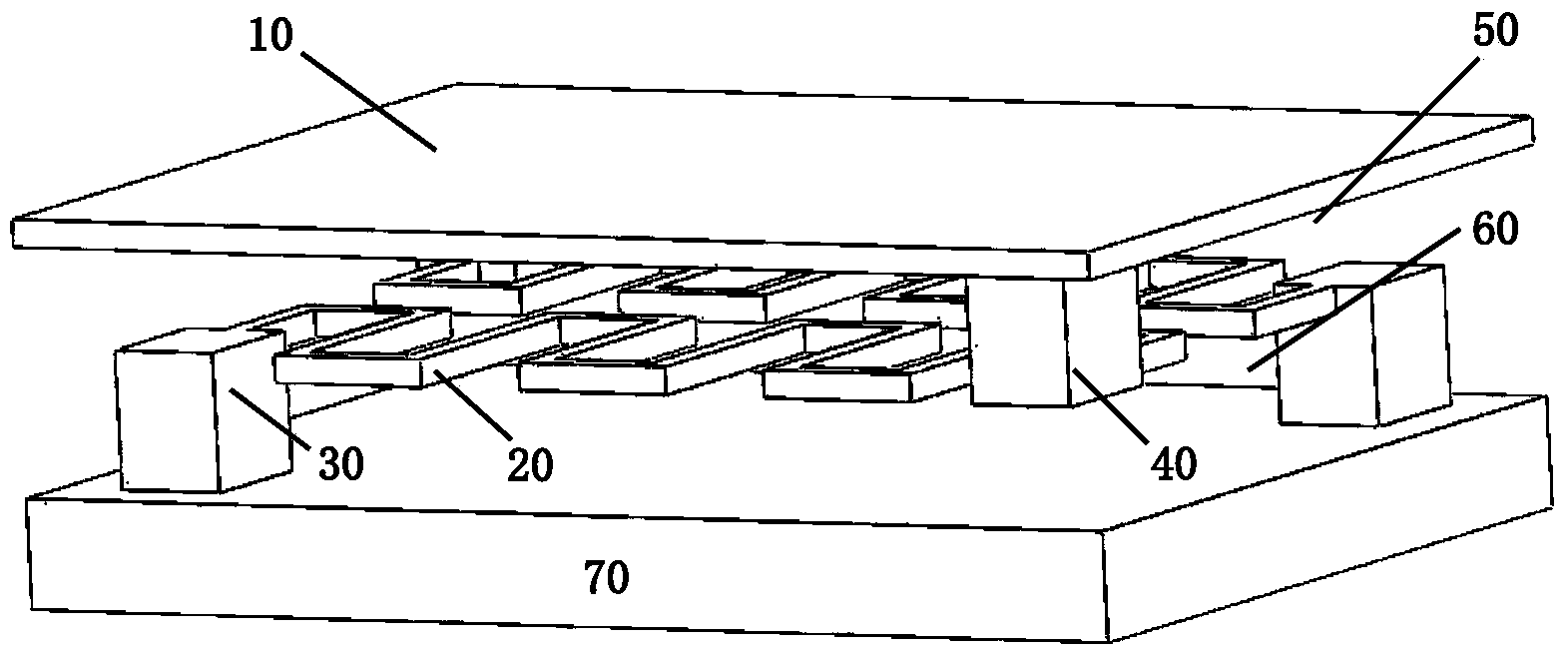 Non-refrigeration infrared focal plane array detector of double-layer structure