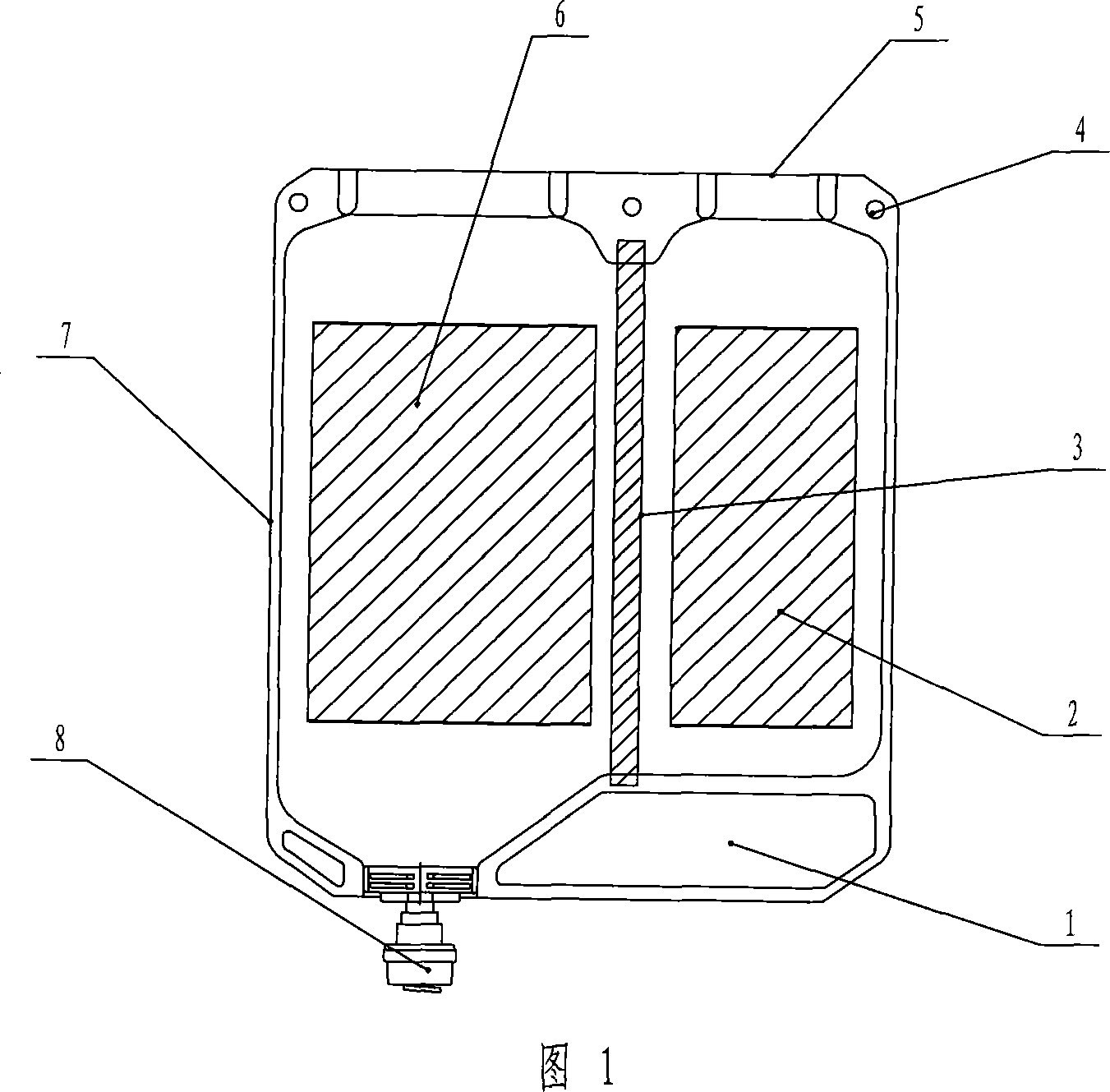 Single aperture tube liquid-liquid multi-chamber transfusion soft bag and its production method