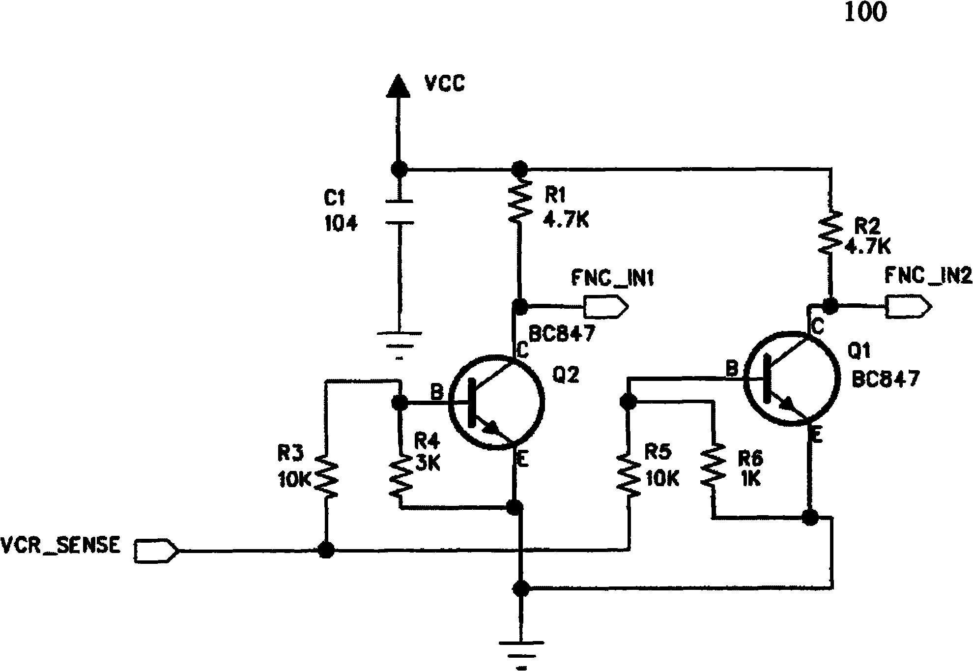 SCART function selection switching control signal processing circuit and method