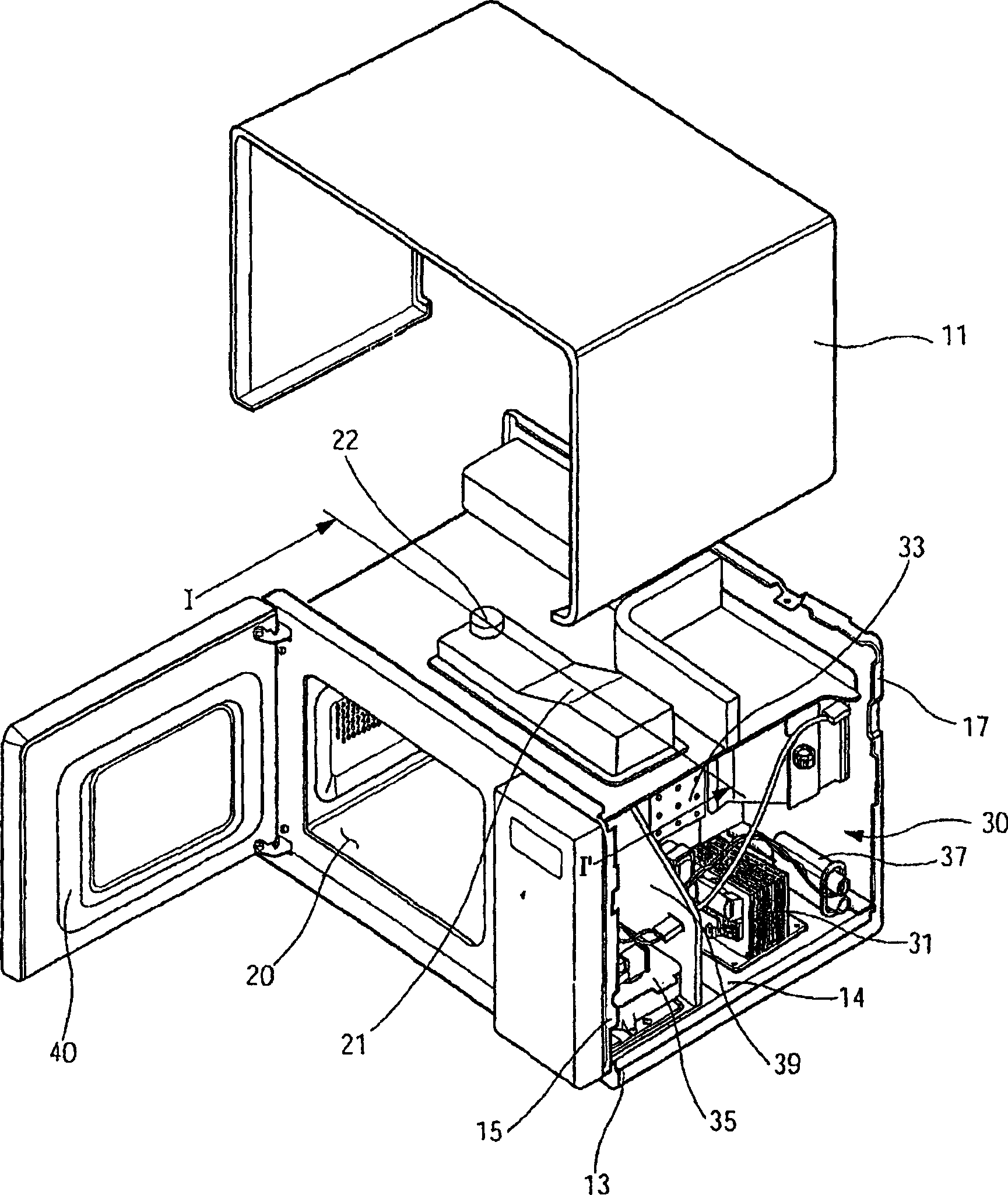 Microwave oven and radiating structure of microwave in microwave oven
