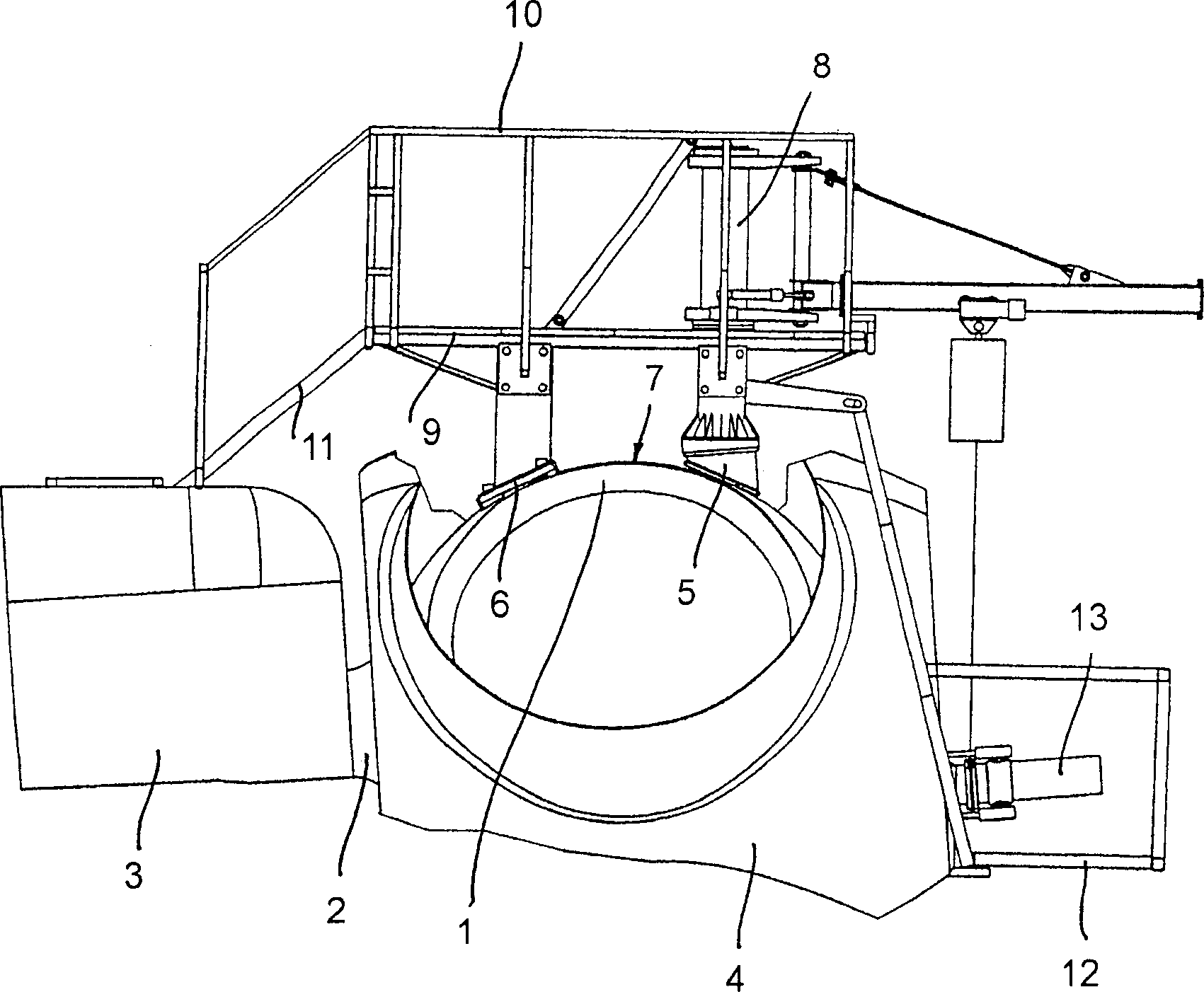 Method of conducting service on a wind turbine using equipment mounted on the hub