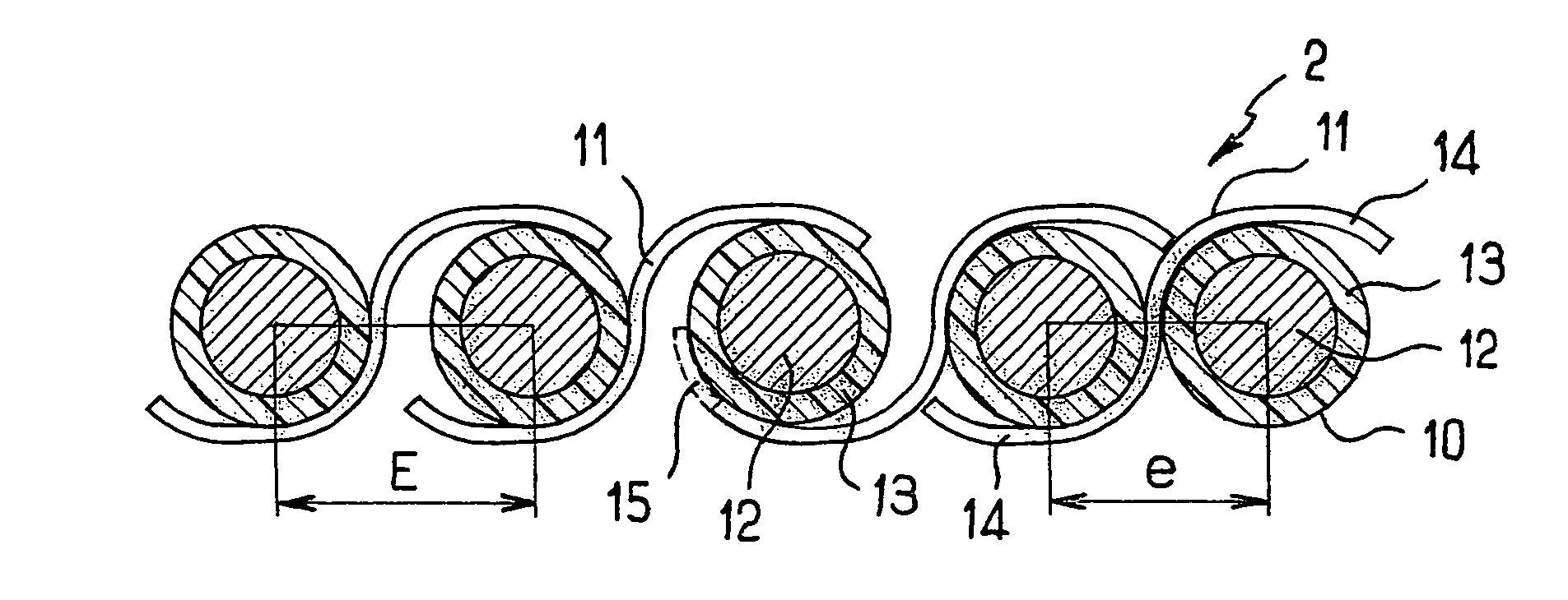 Flexible tubular pipe for hydrocarbon transport with carcass consisting of an elongated element stapled with a band iron