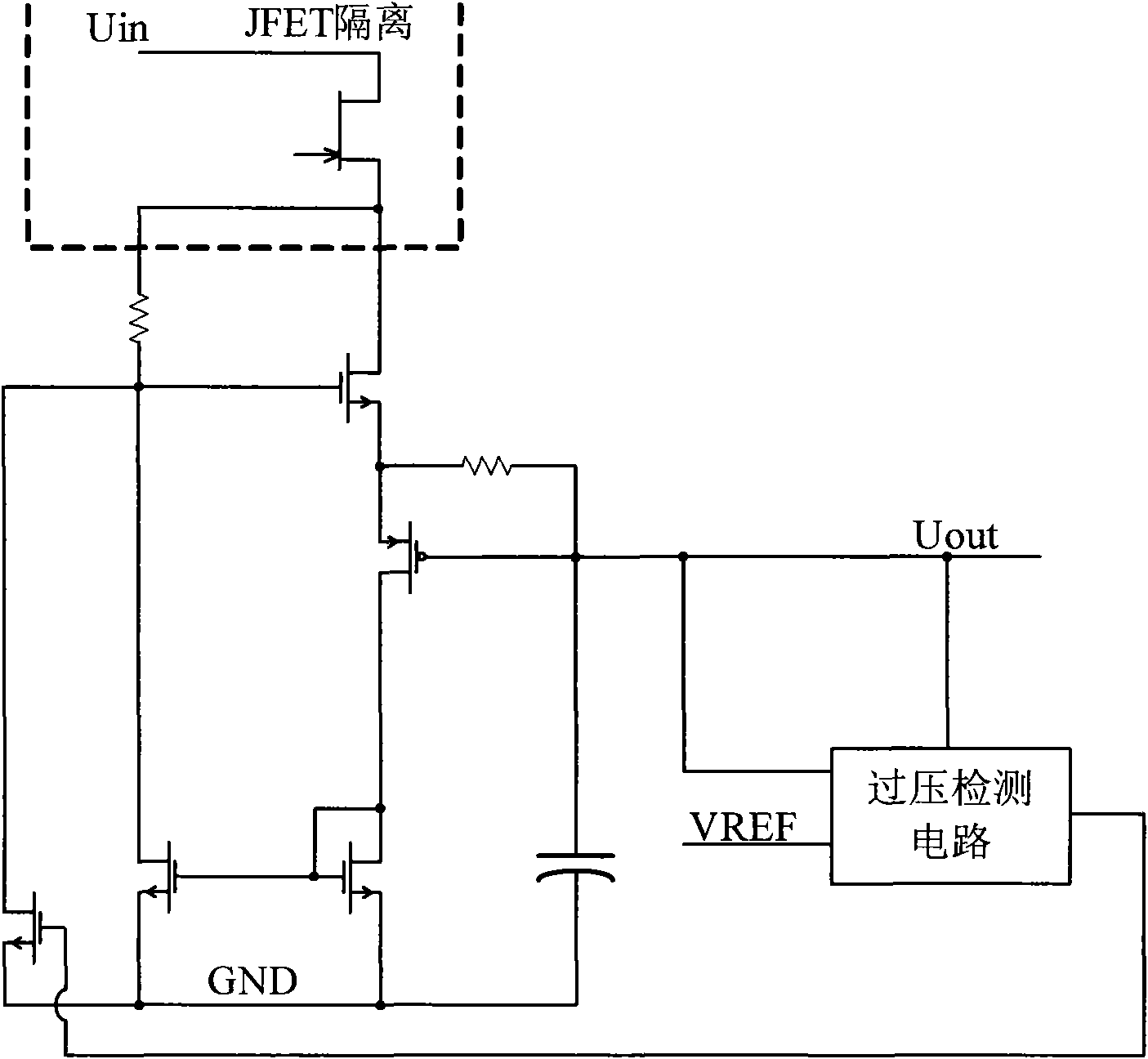 Internal power supply circuit started with high voltage and constant current