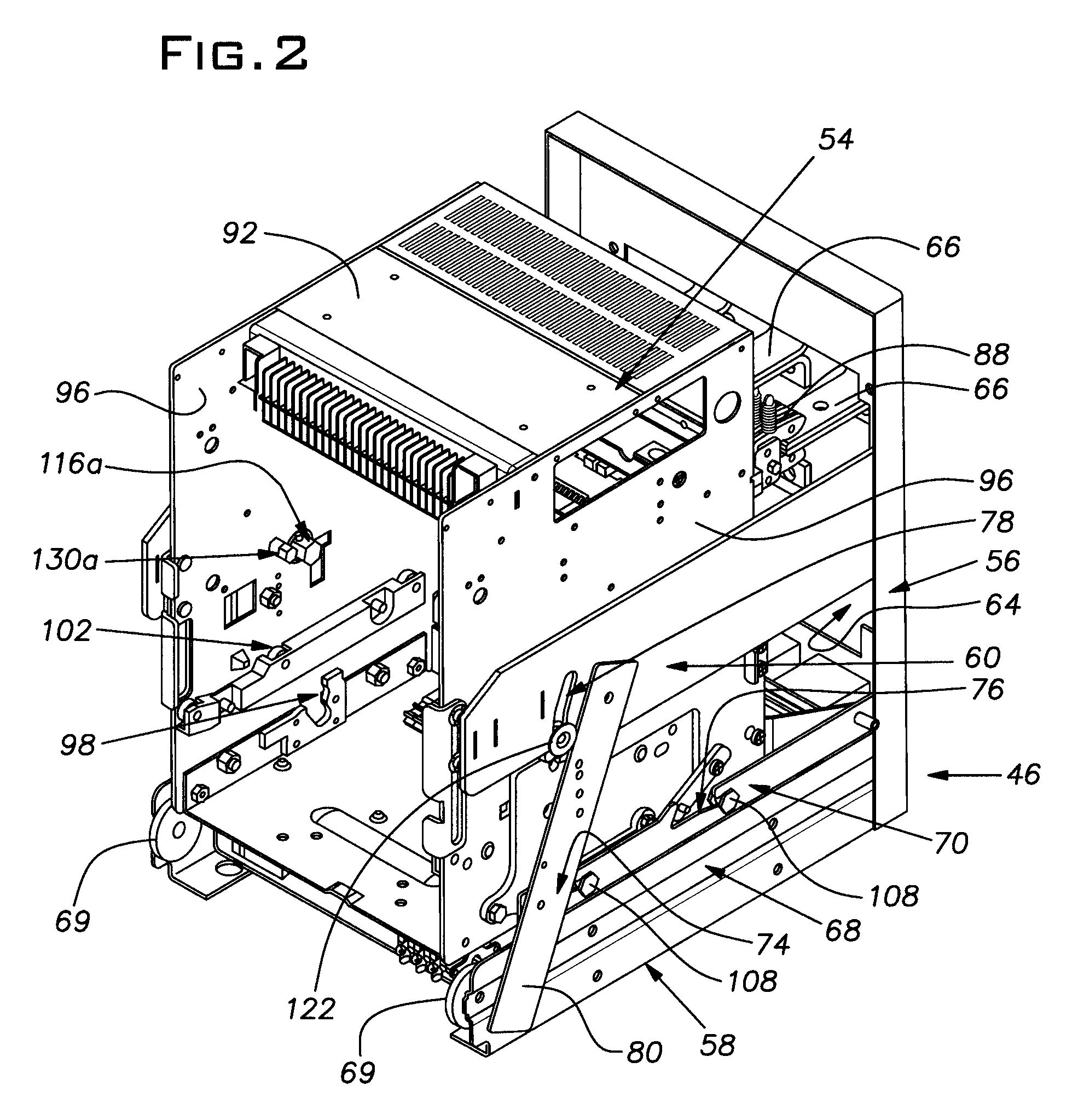 Circuit breaker cradle with an interlock system and a method of using the same