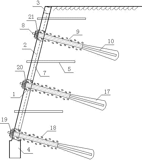 Frame-aeration cooling anchor pipe structure for keeping frozen soil slope stable and construction method