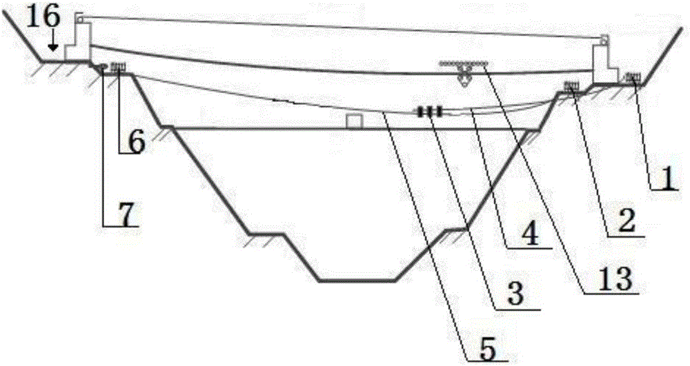 Structure and method for assisting traction skyline to cross river by cable crane traveling trolley