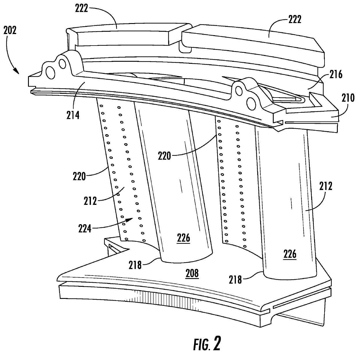 Turbomachine nozzle with an airfoil having a curvilinear trailing edge