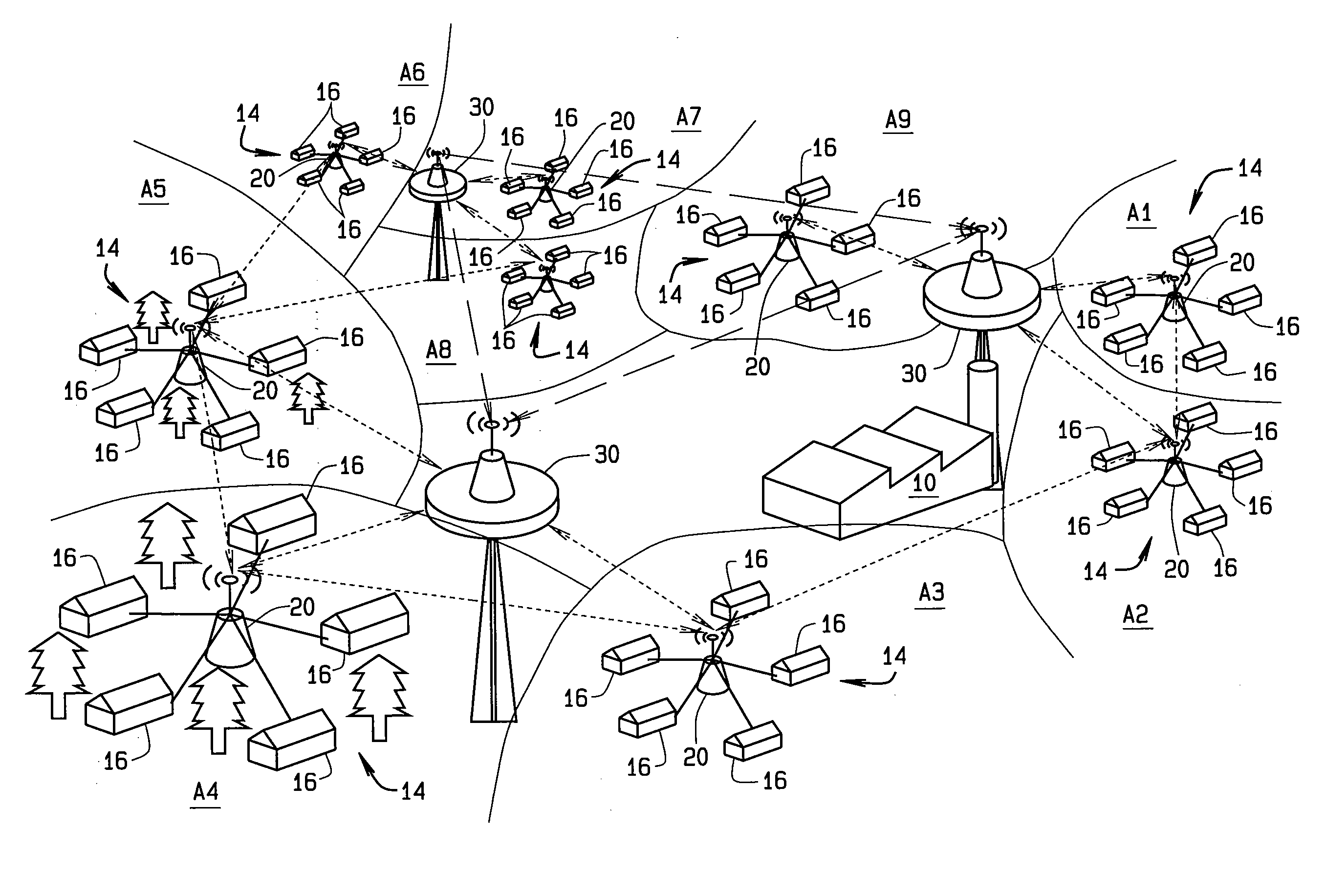 Wireless broadband communications network for a utility