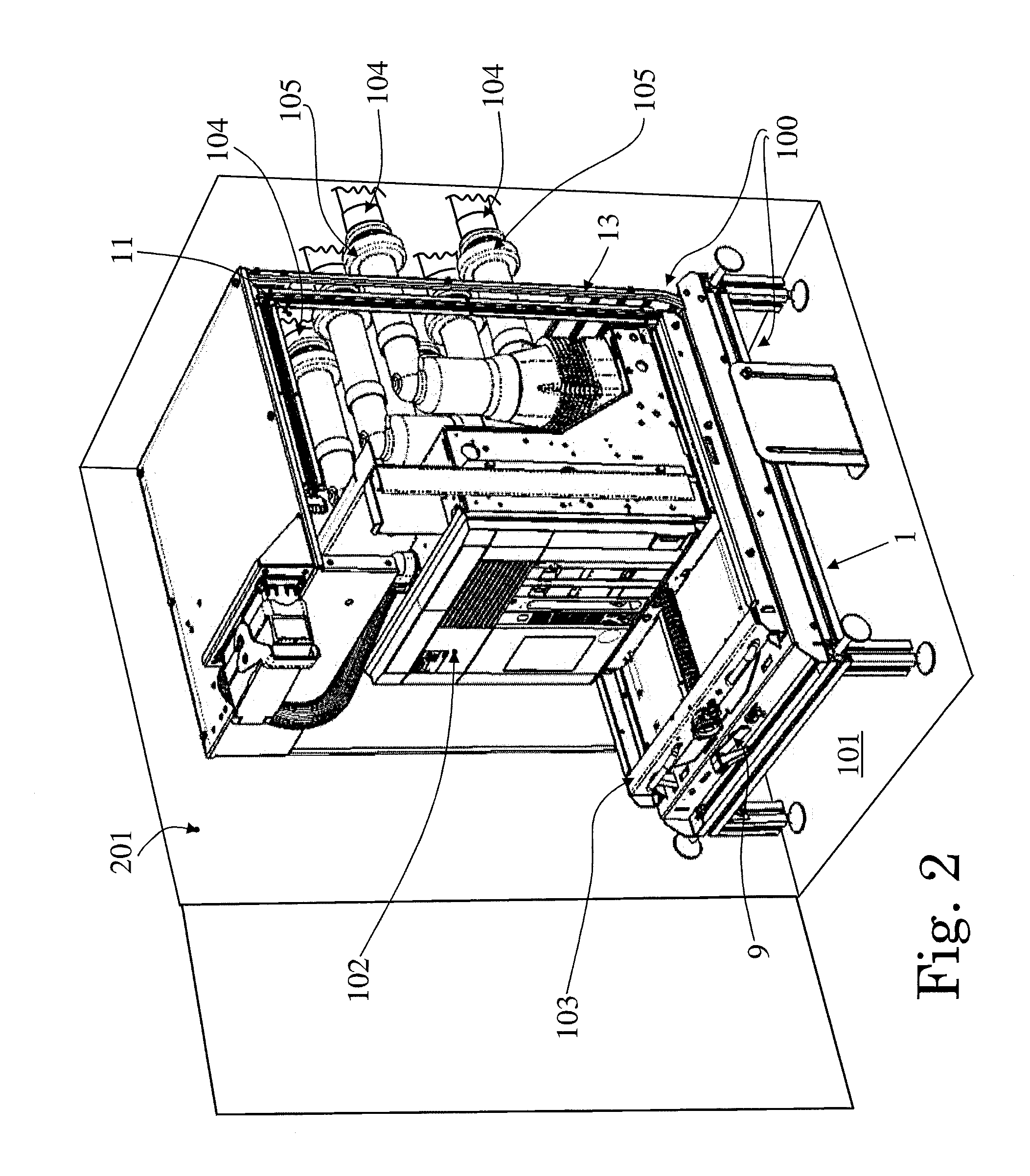 Shutter device for an electrical switchgear panel, and related switchgear panel