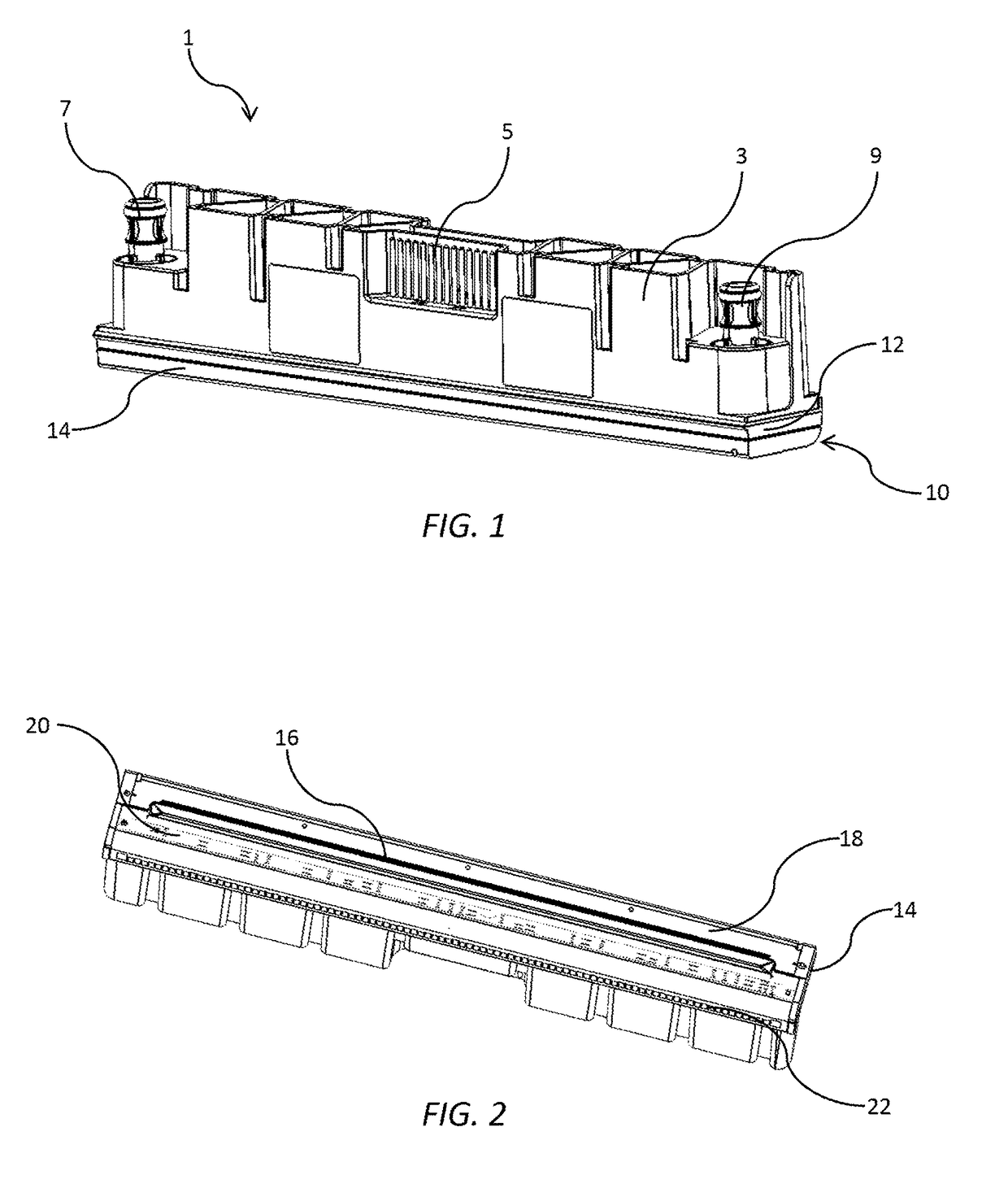 Inkjet printhead with transverse ribs across fluid channel having tapered heights