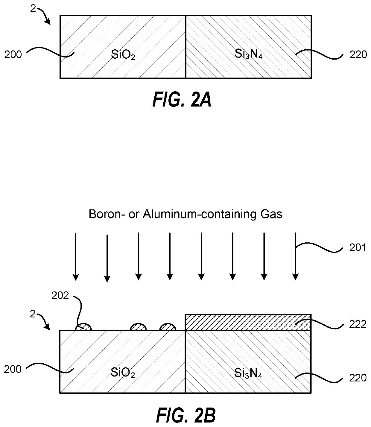 Highly selective silicon oxide/silicon nitride etching by selective boron nitride or aluminum nitride deposition