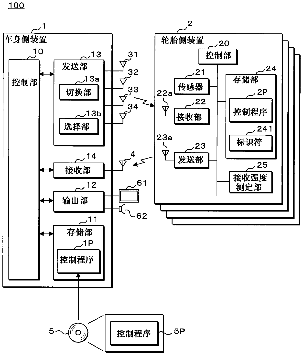 Tire air pressure detection system, vehicle-side device, and tire-side device