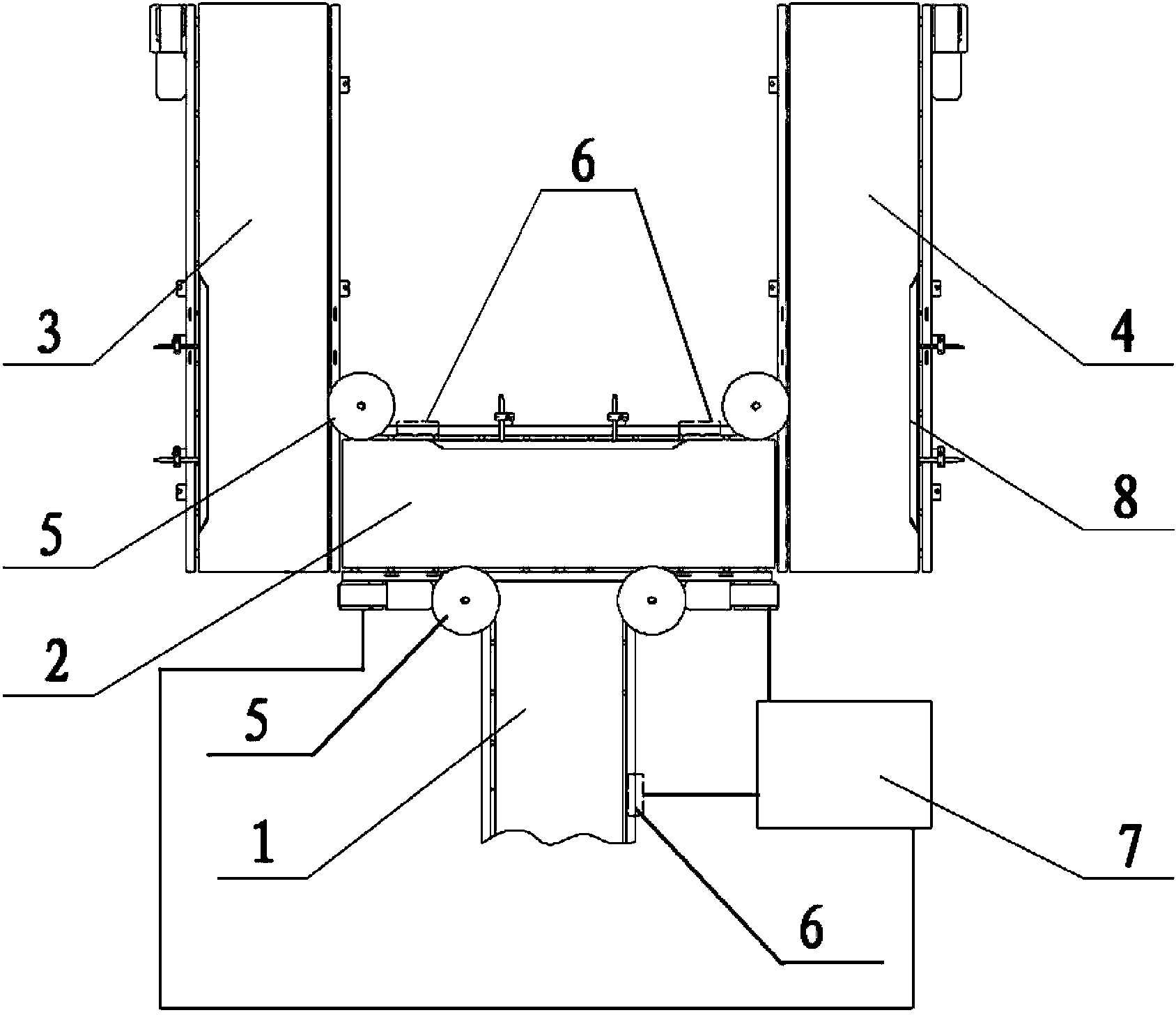 Automatic path-dividing conveying system of stacking machine