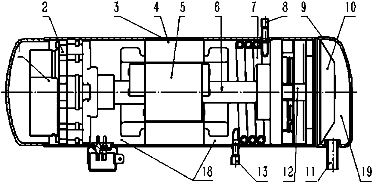 Two-stage compressor with built-in economizer