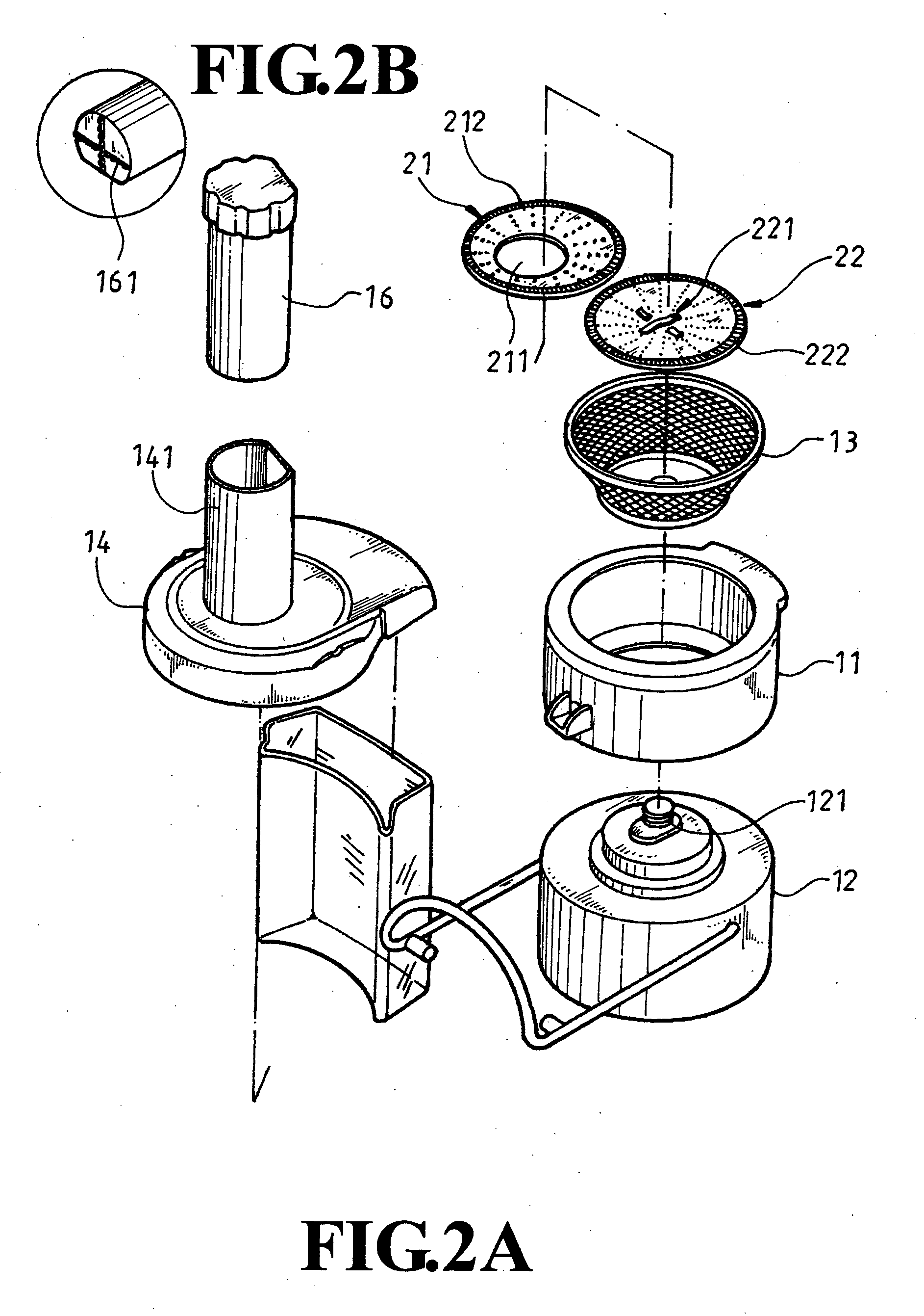 Food processor with combined grinding and juice extracting functions