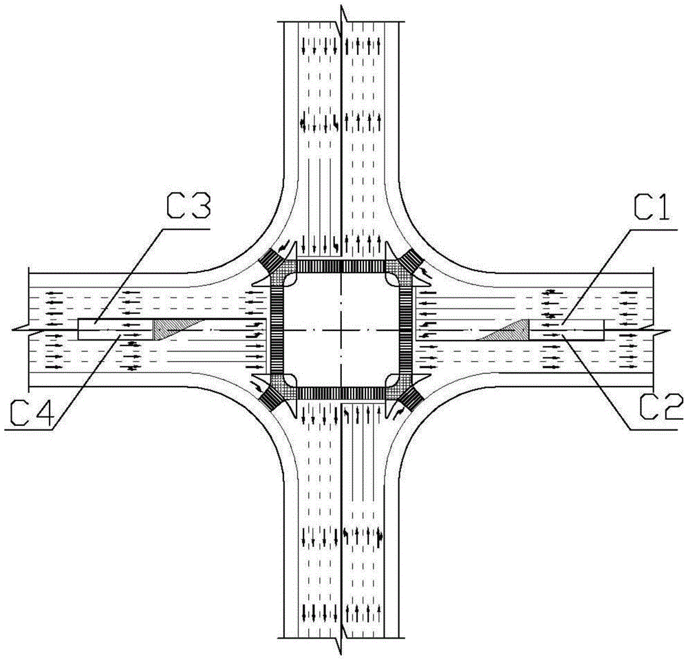 A traffic relief structure for the entrance and exit of an underground or underwater tunnel