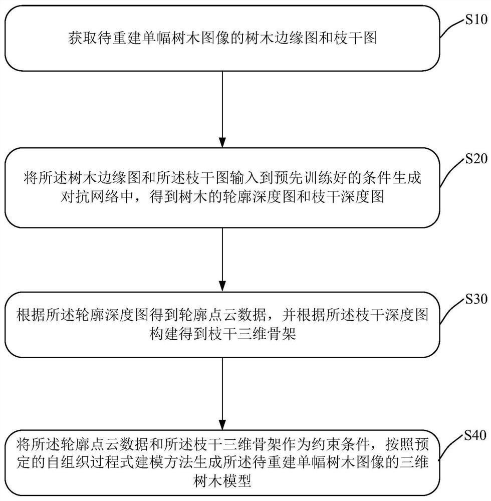 Tree modeling method and tree modeling device based on single image and equipment