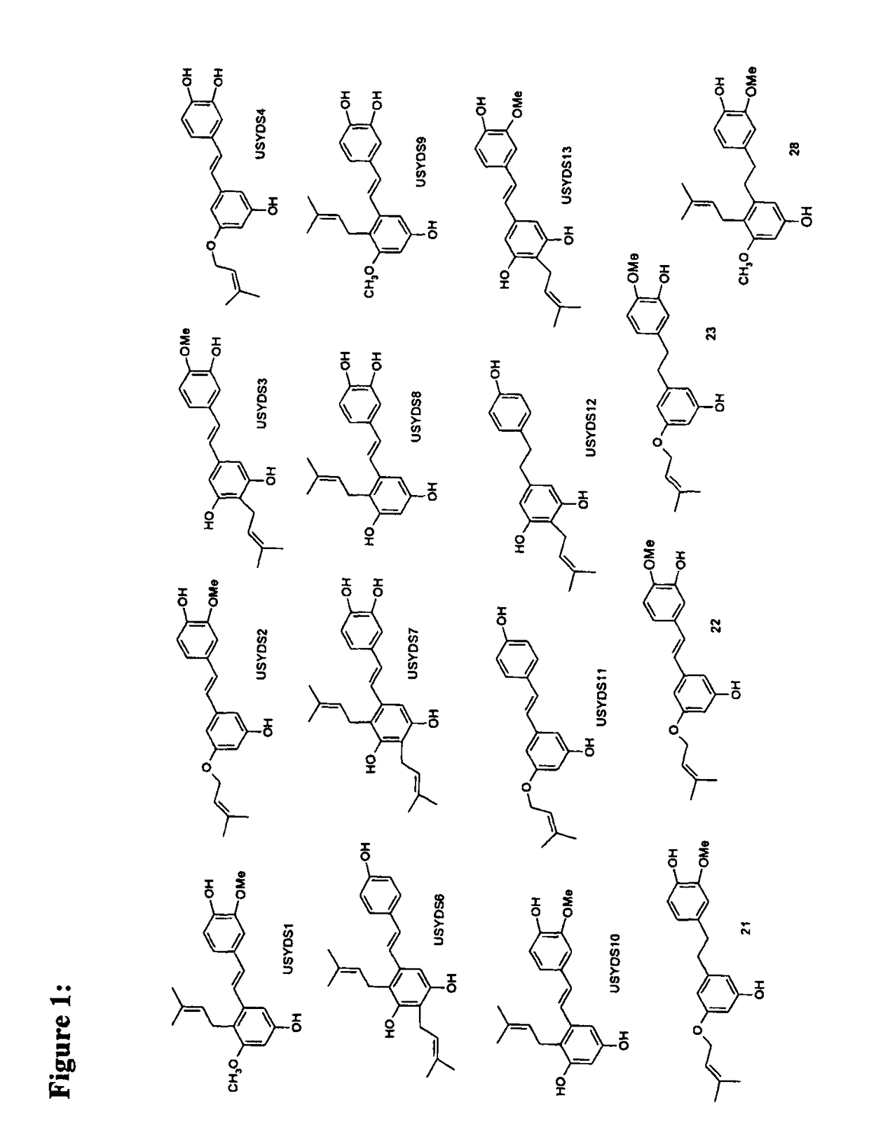 Prenylated hydroxystilbenes