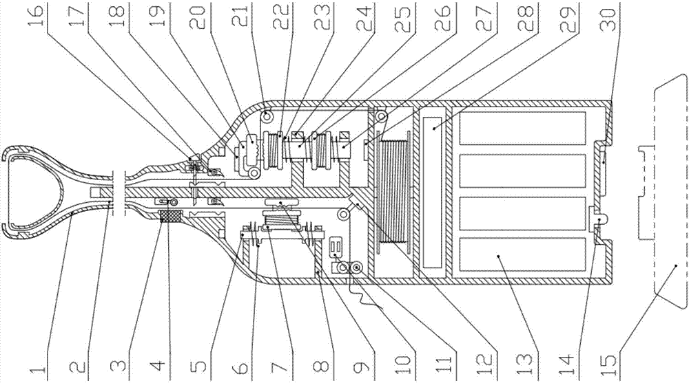 A mute type dental floss instrument provided with a protecting device