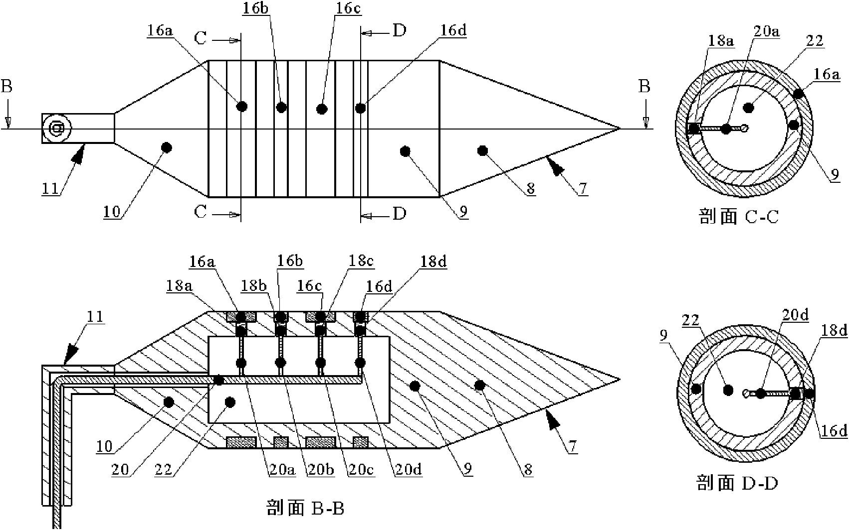 Method for measuring multiphase flow based on multi-section impedance type long-waist inner core and related speed measurement