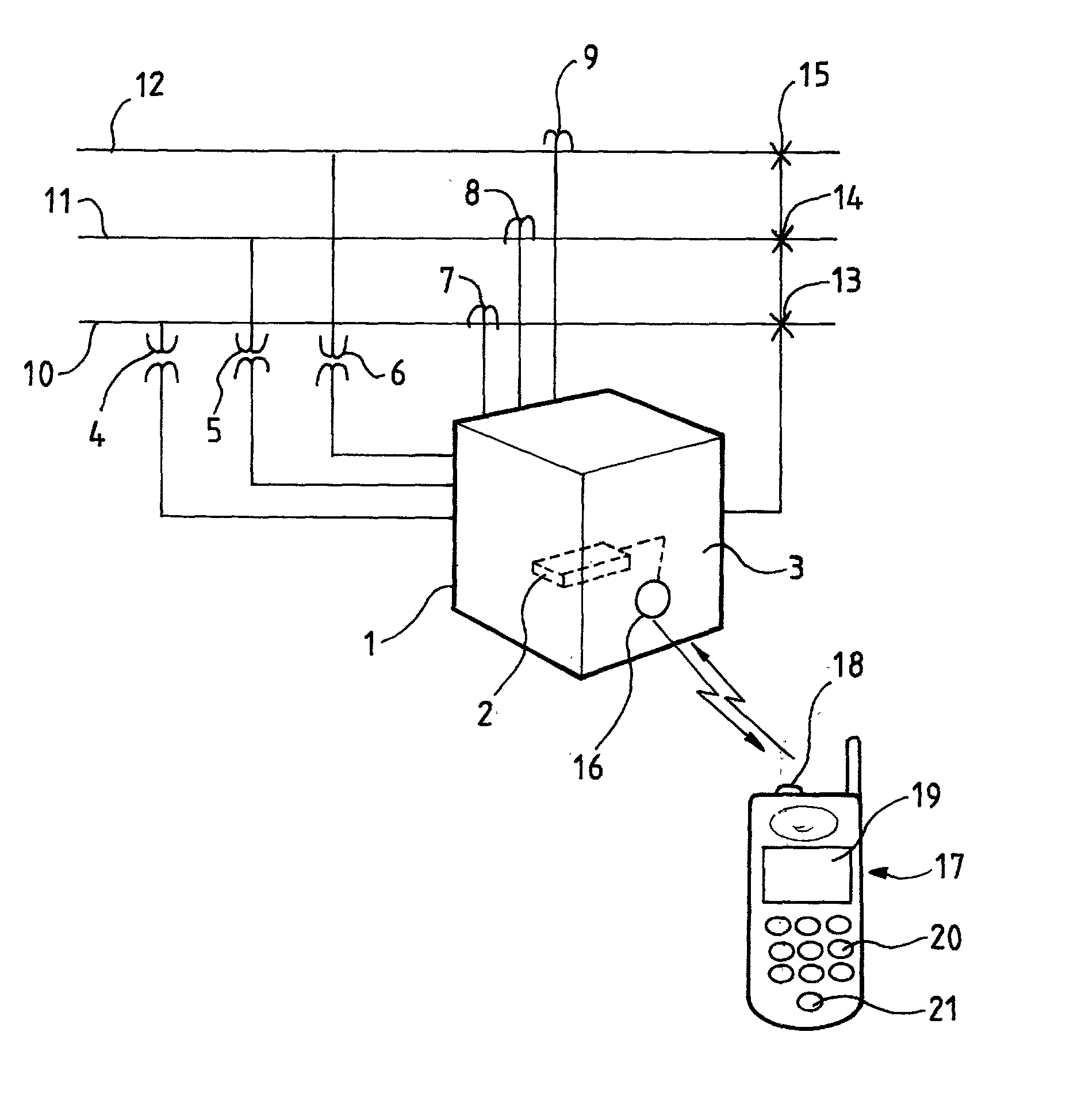 Protection system for an electricity network having a "Bluetooth" data transmission radio link