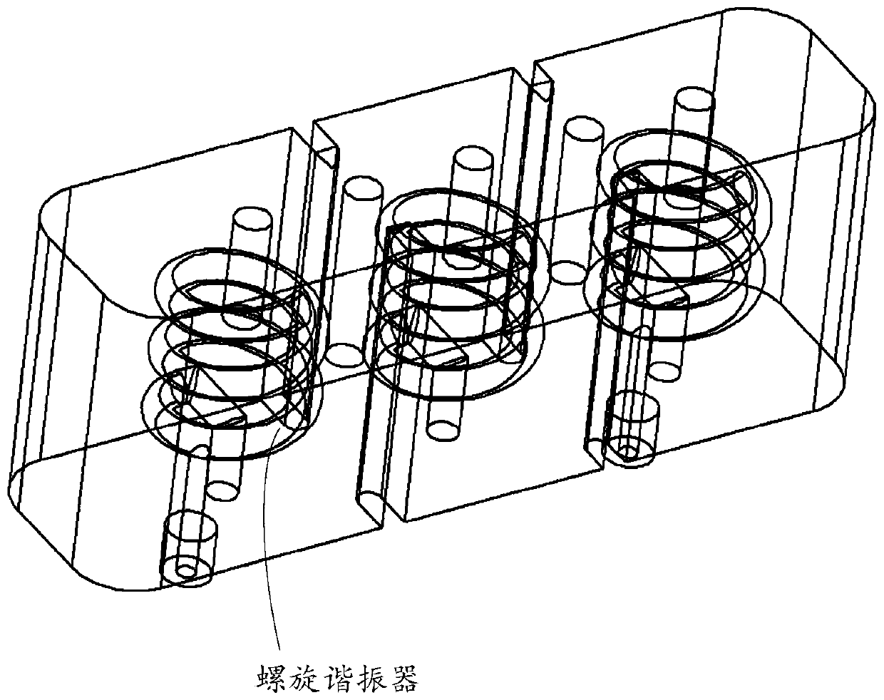 Co-cavity spiral resonance filter