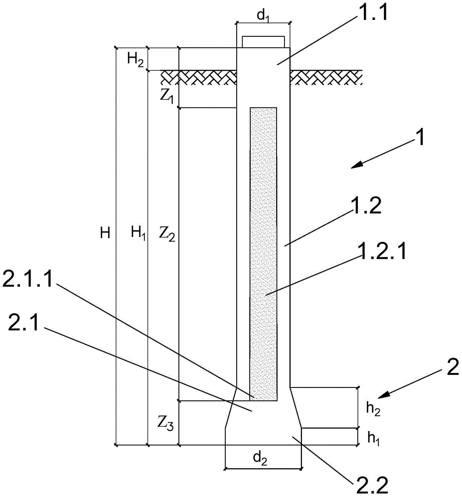 Hollow large-diameter excavated foundation and manufacturing method thereof
