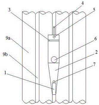Sampling device for flue gas in close-to-wall zone of boiler water wall
