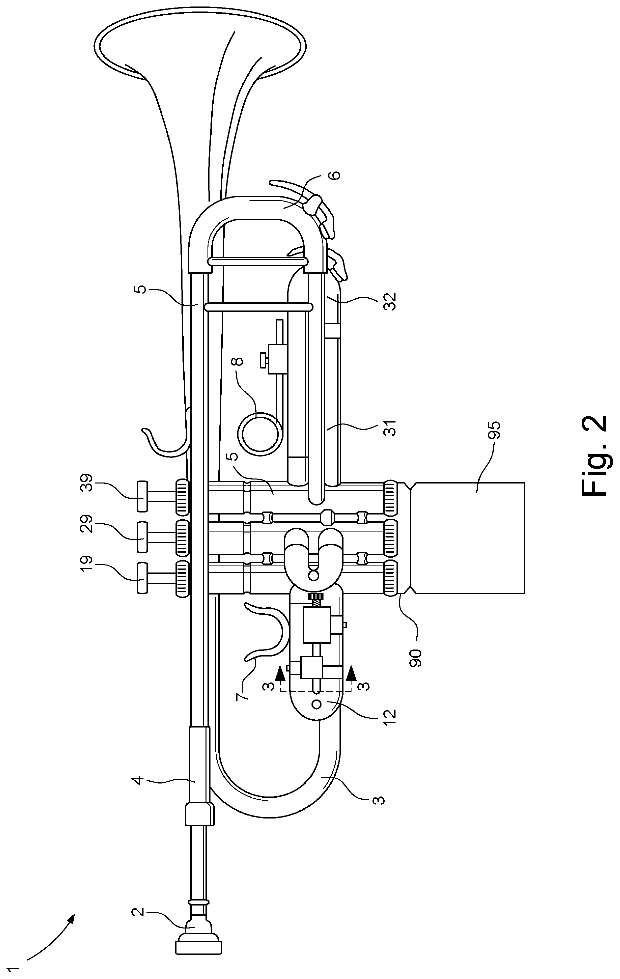 Pitch adjustment for a valve brass musical instrument