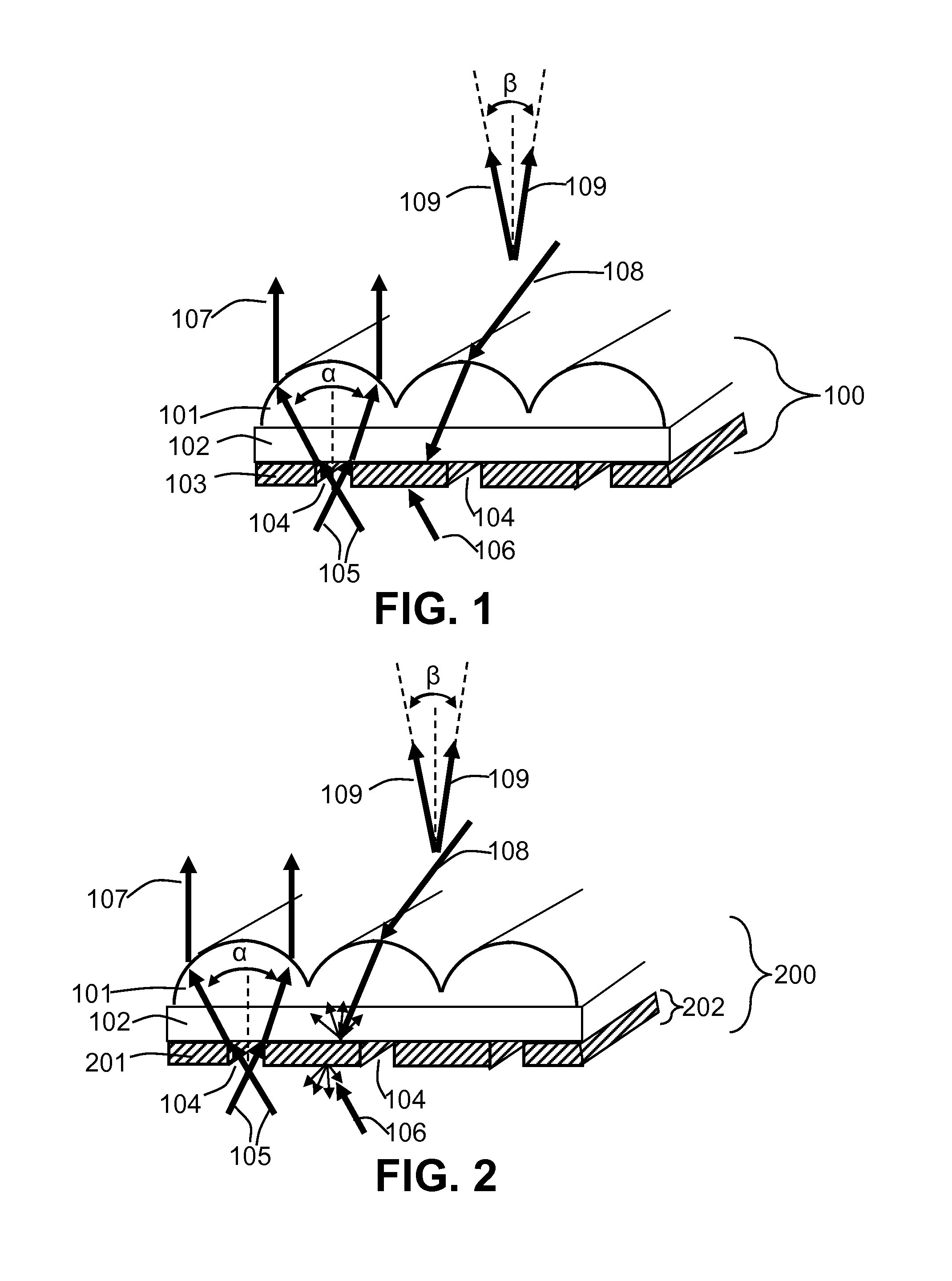 Light recycling directional control element and light emitting device using the same