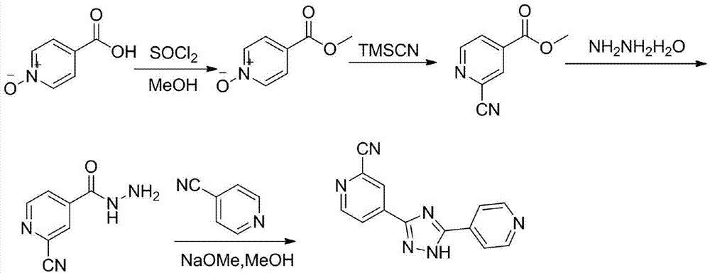 Preparation process of 5-(2-cyano4-pyridyl)-3-(4-pyridyl)-1,2,4-triazole