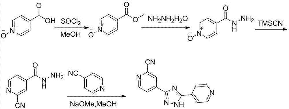 Preparation process of 5-(2-cyano4-pyridyl)-3-(4-pyridyl)-1,2,4-triazole