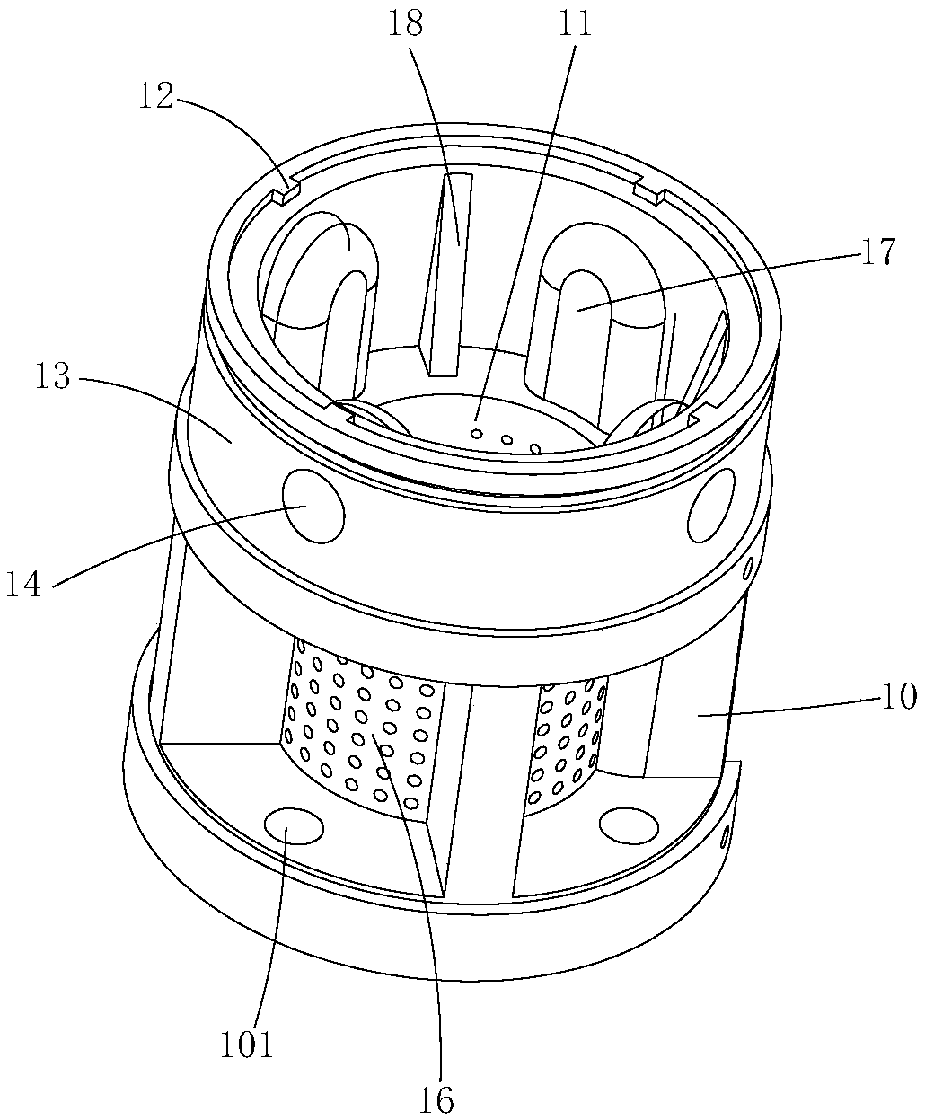 Connection base on submerged pump and oil cylinder assembly comprising same