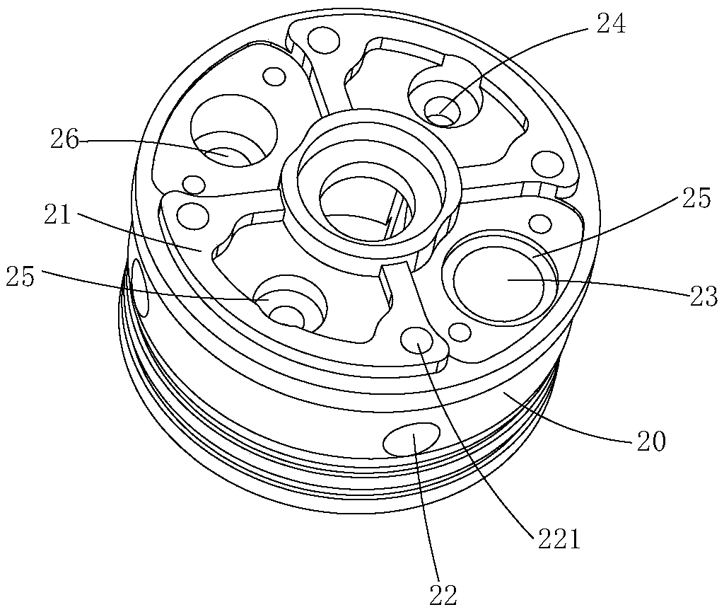 Connection base on submerged pump and oil cylinder assembly comprising same